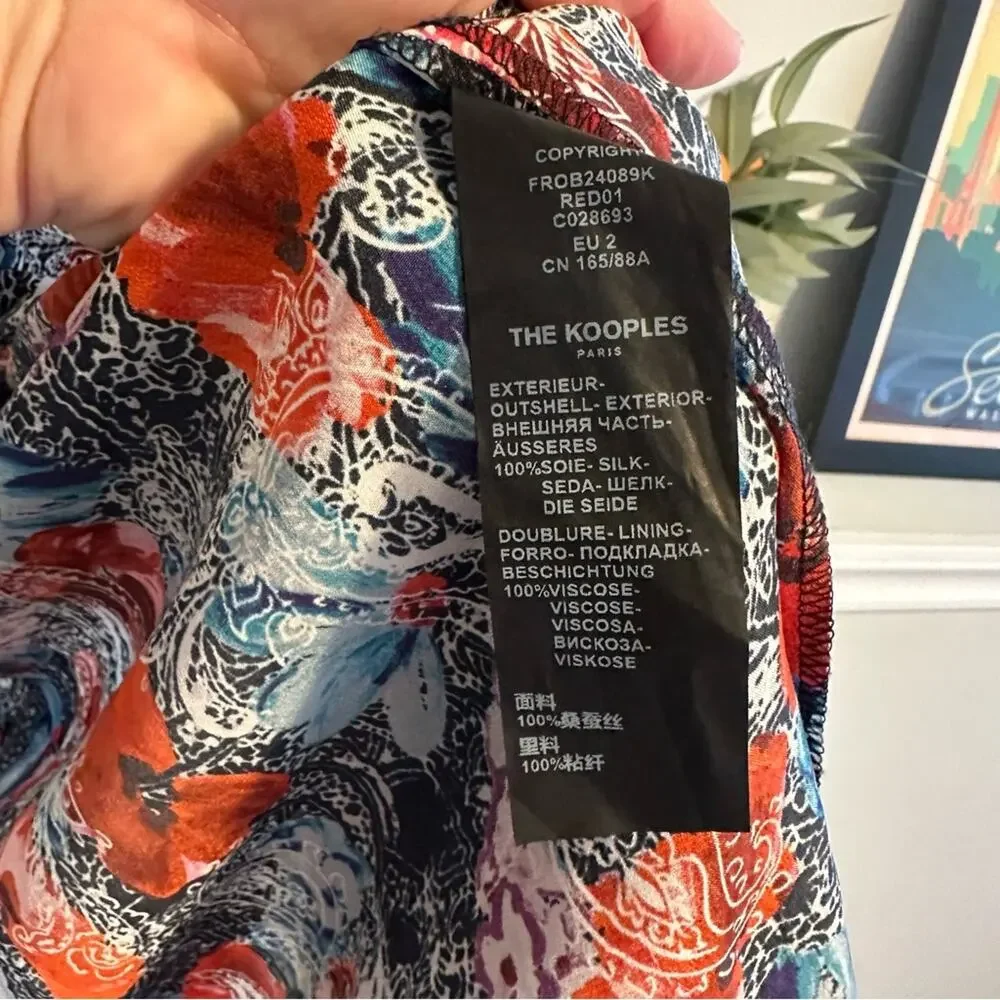 The Kooples Blue Red Floral Mini Dress Small